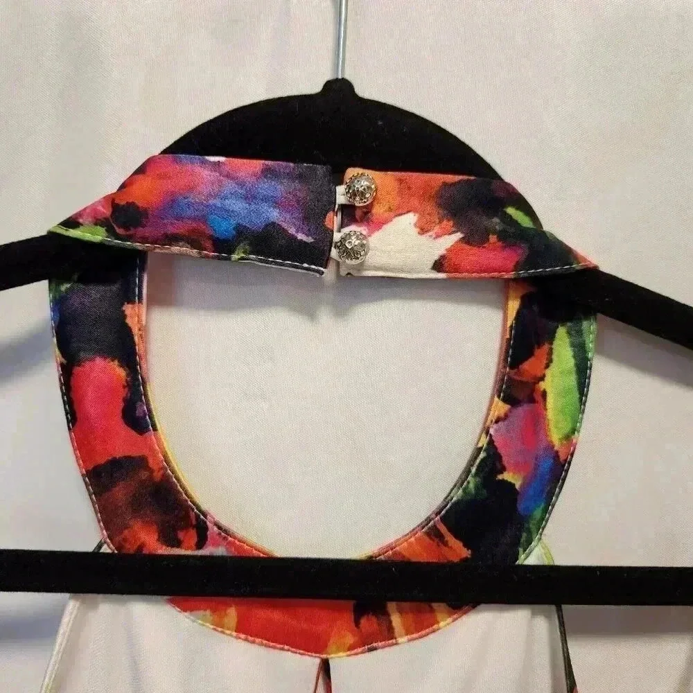 NWT Luxxel Mini Fit & Flare Halter Dress Womens‎ S Multicolor Keyhole Open Back